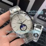 Swiss Copy Jaeger LeCoultre Moonphase Watch Stainless Steel White Dial